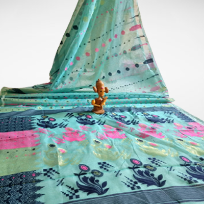 Dhakay Jamdani - Saree - Sky Color