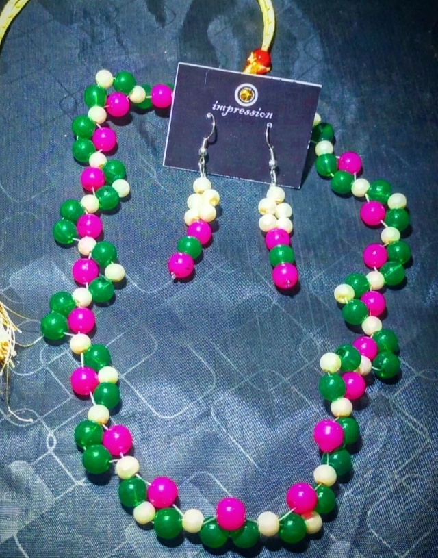 Multi colour Moti necklace