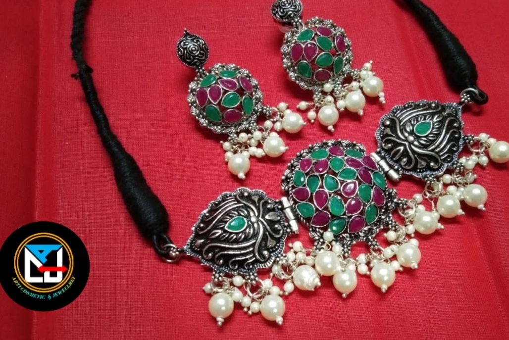 Meenakari oxidized necklace